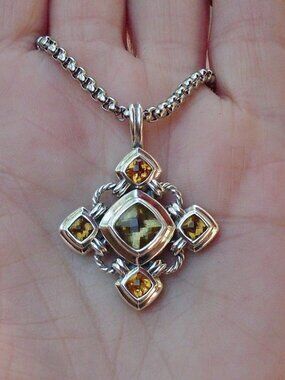 Retired David Yurman Citrine Renaissance Pendant w/Chain - Gift Boxed